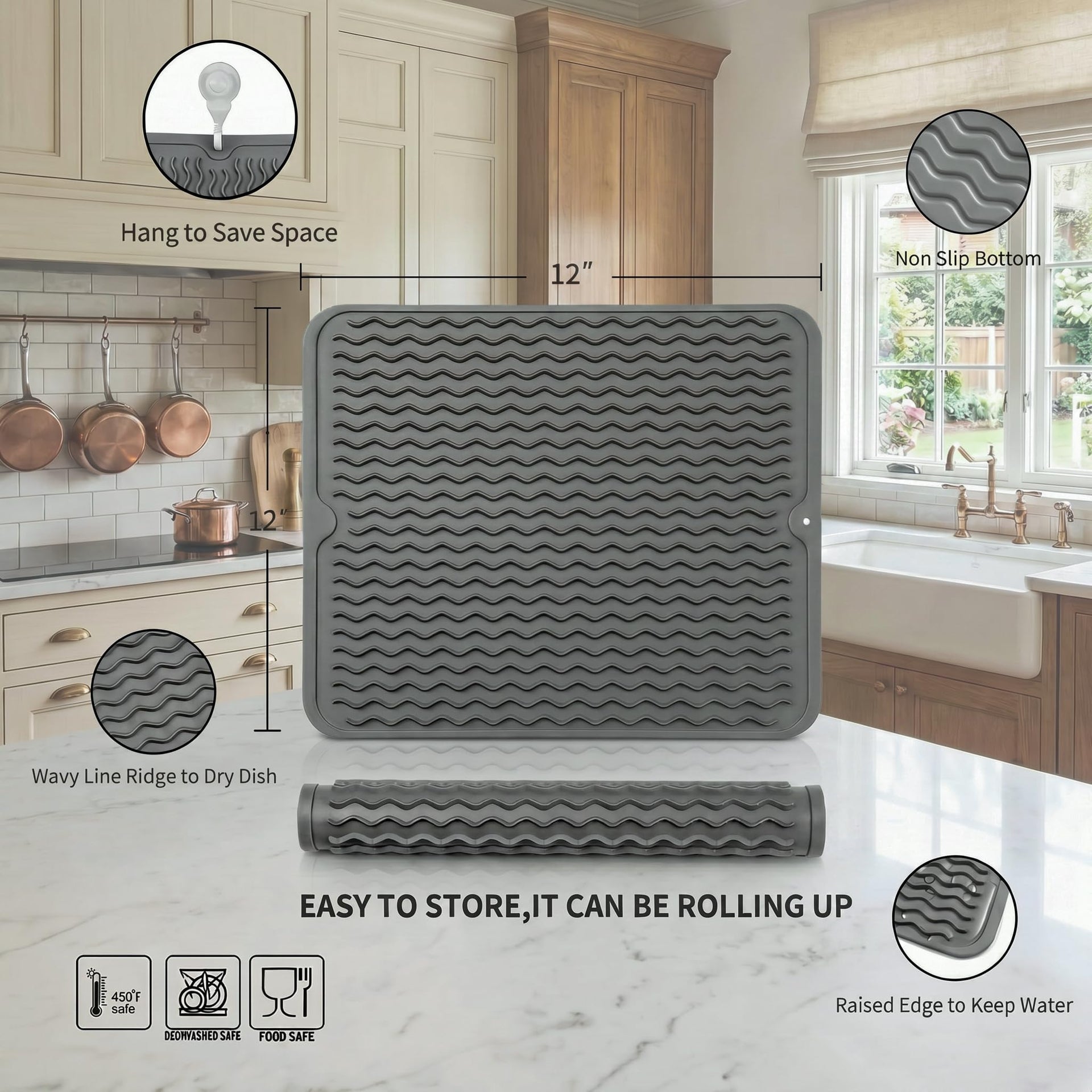 Silicone Dish Drying Mat for Multiple Usage