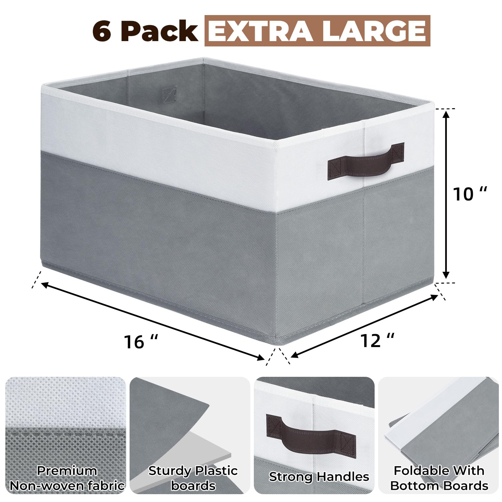 6 Pack Clothes Bins for Organization (6 Count)