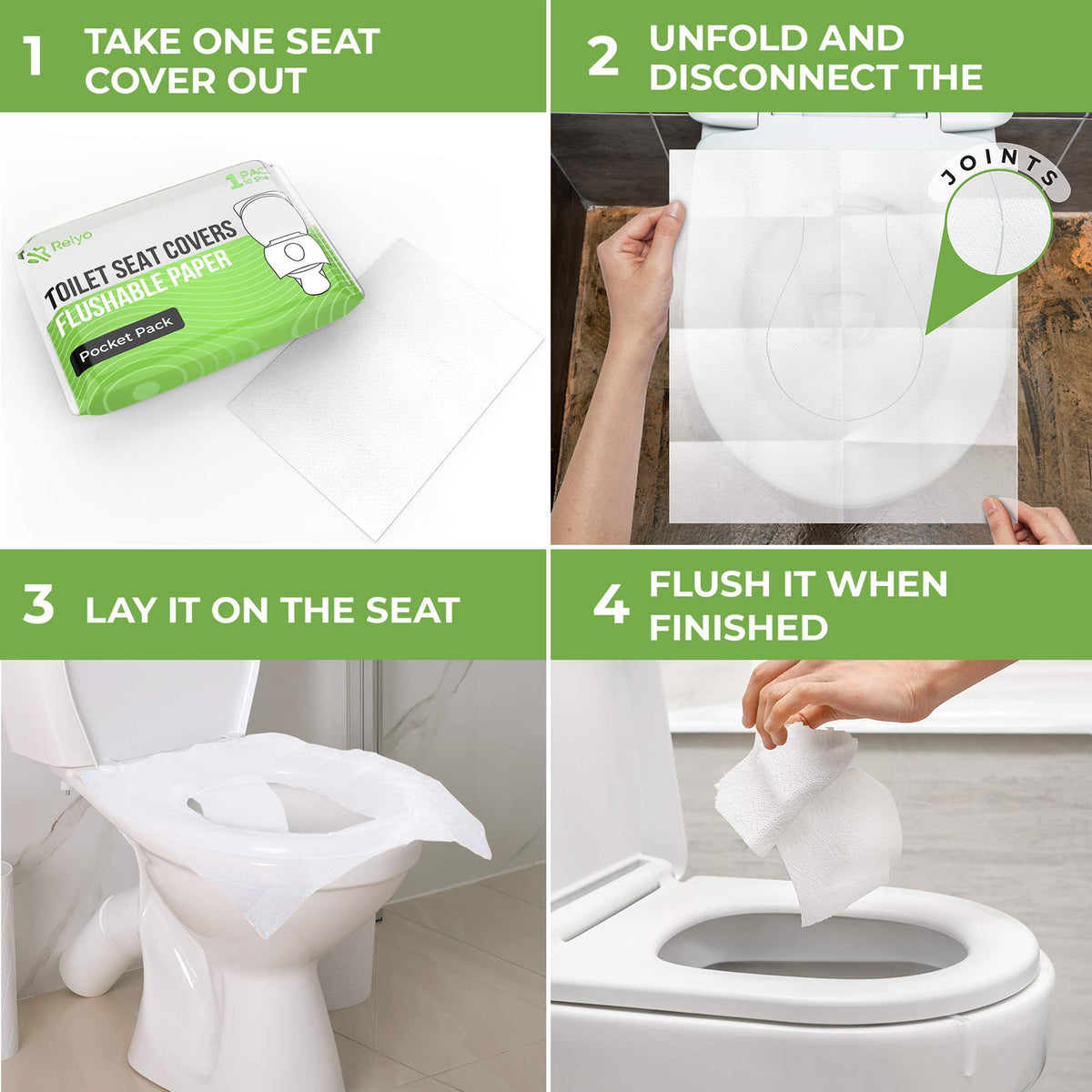 Toilet Seat Cover Paper Flushable (50 Count)