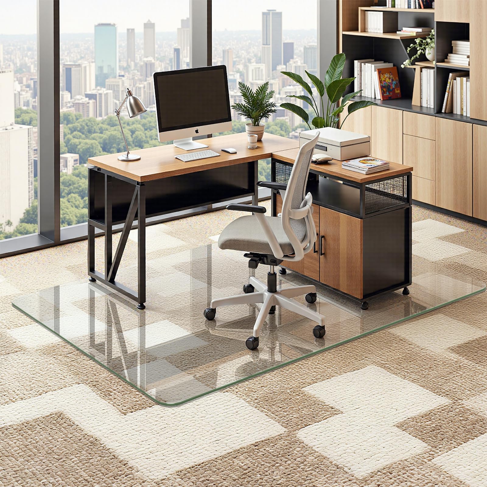 48"x72" Tempered Glass Chair Mat for Carpet & Hardwood Floors