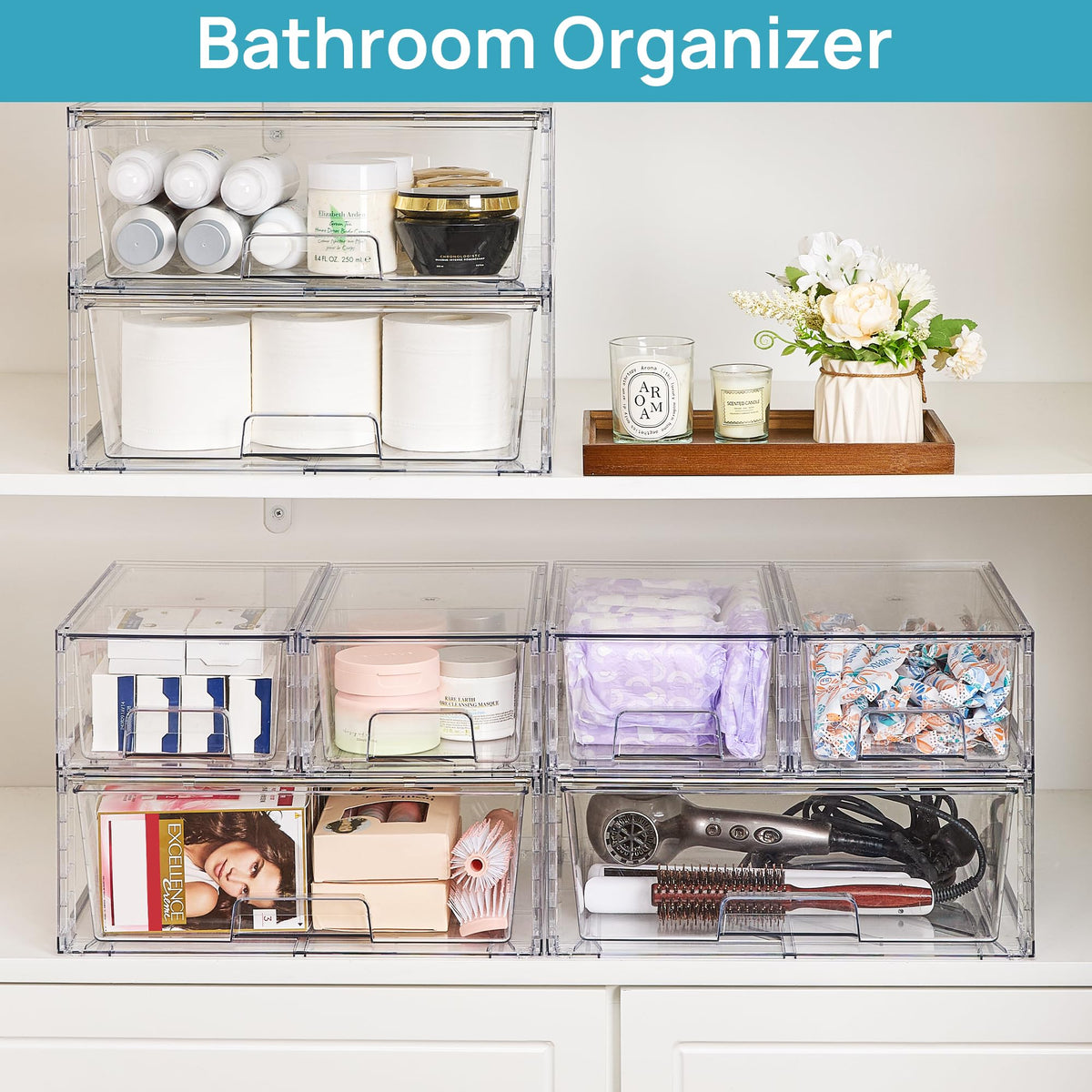 Clear Stackable Storage Drawers (5 Count)