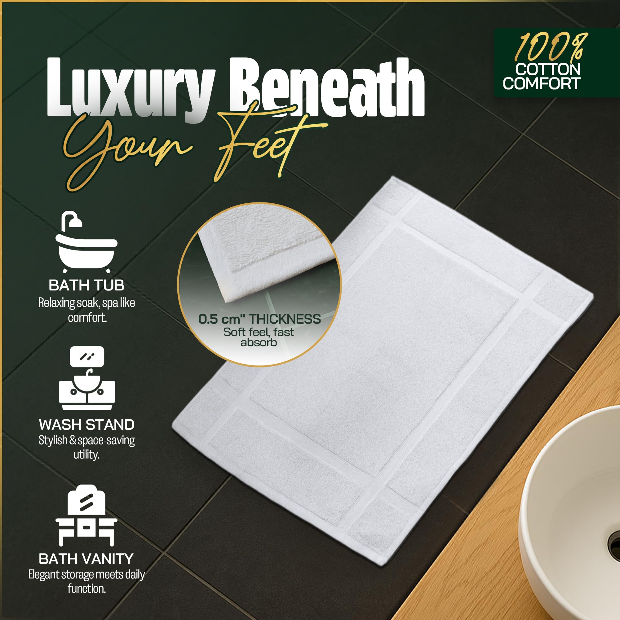 Pack of 12 100% Cotton Bath Mat 20x30 inches (12 Count)