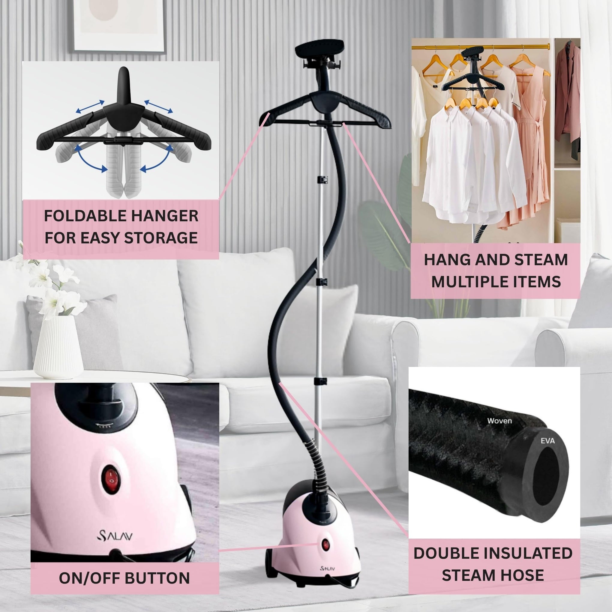 Full Size Garment Steamer for Clothes with Wheels