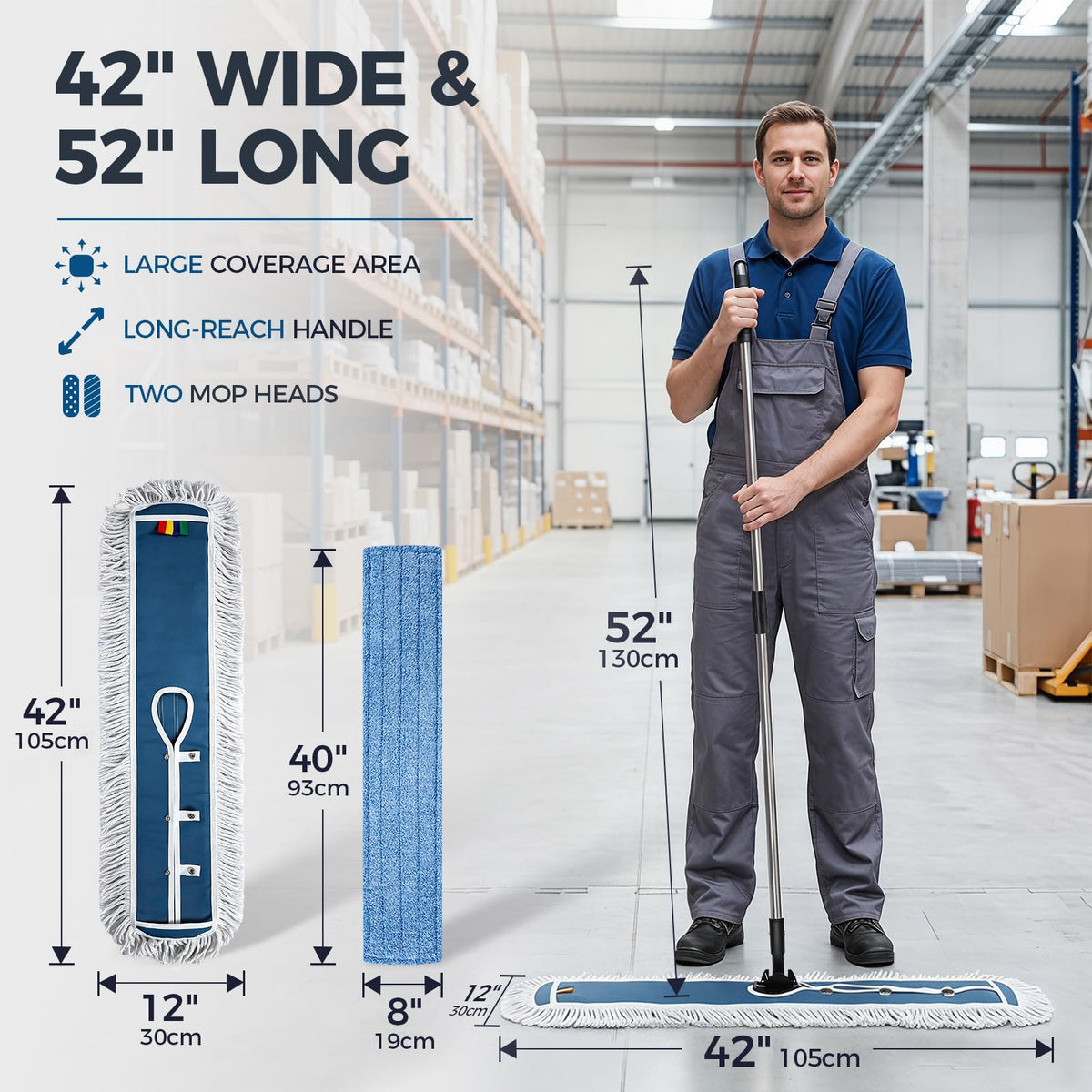 42" Commercial Dust Mop for Floor Cleaning