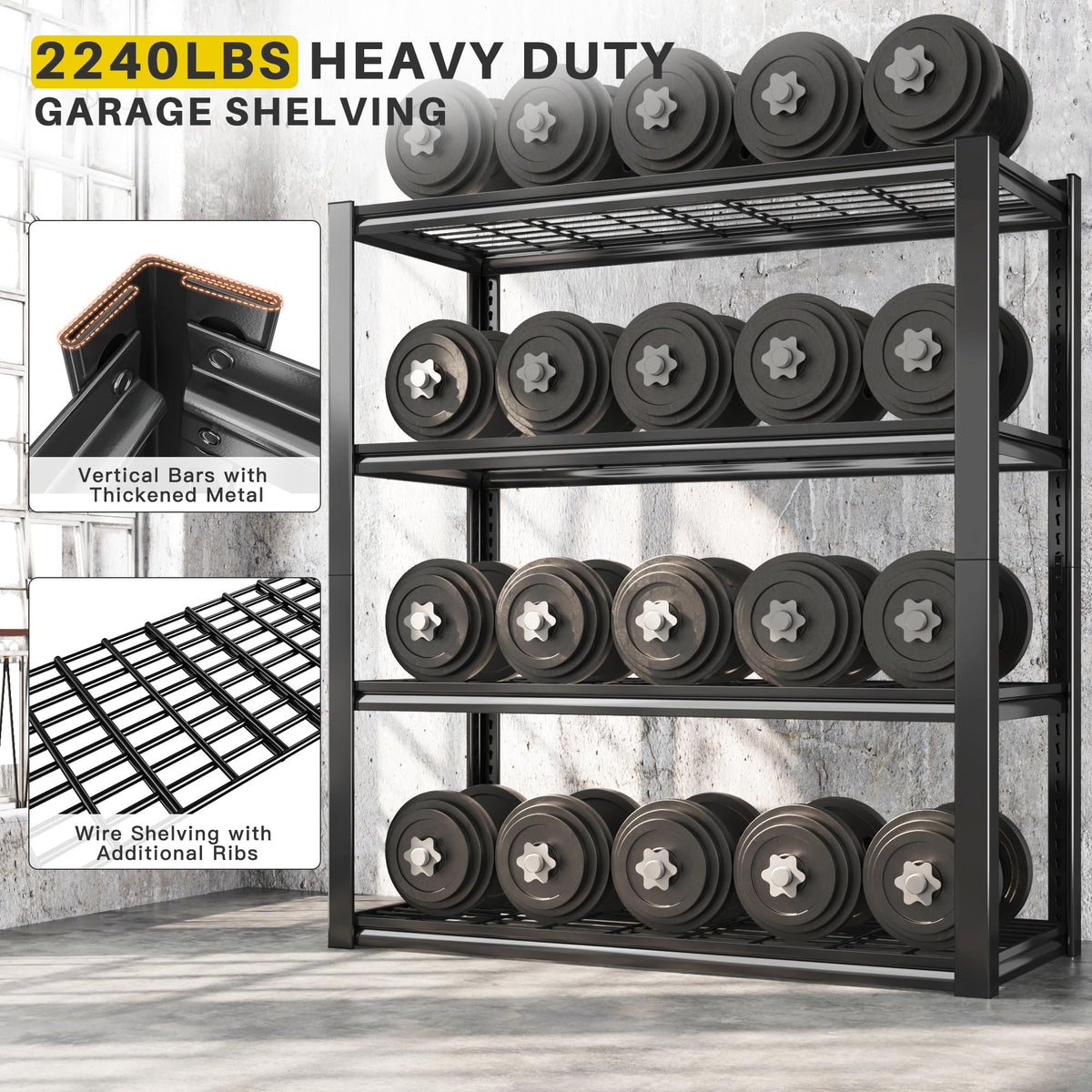 40" W Storage Shelves with Wire Mesh Panels for Garage Organization (3 Count)