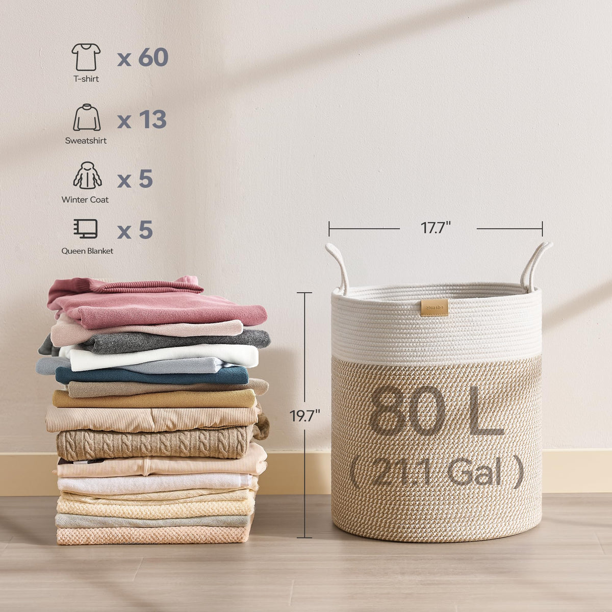 80L Laundry Hamper Basket