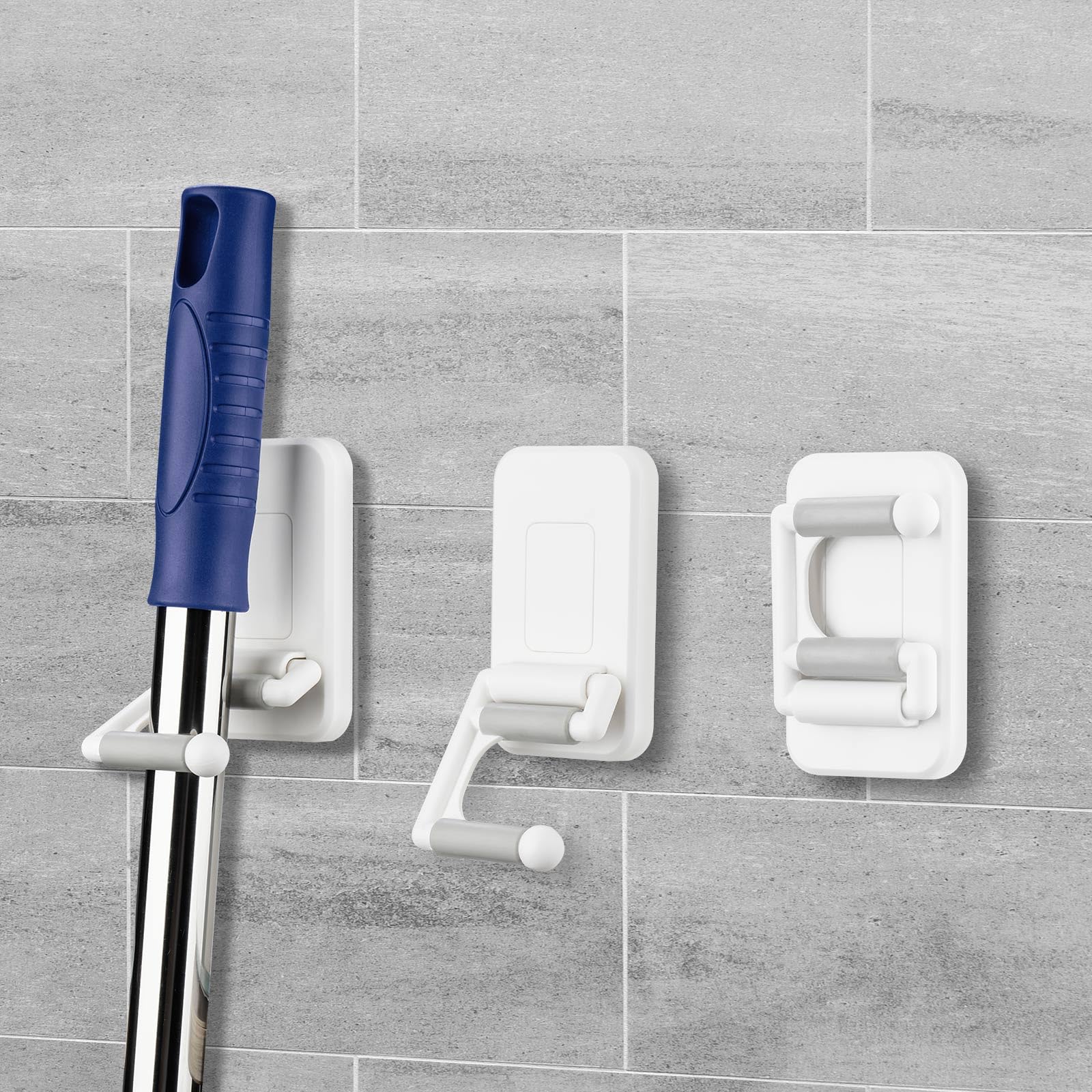 Broom Mop Holder Wall Mount 4PCS 180° Rotating No (4 Count)
