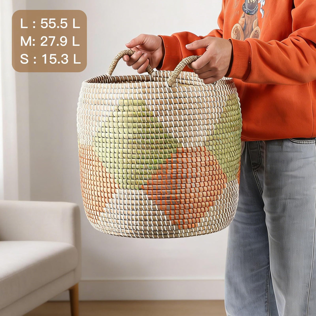 Handwoven Sea Grass Baskets Set of 3 (3 Count)
