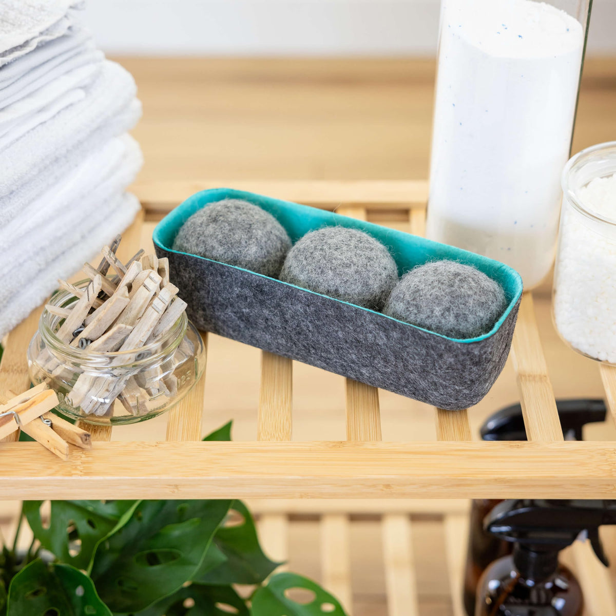 XL Wool Dryer Balls + Felt Storage Bin (3 Count)
