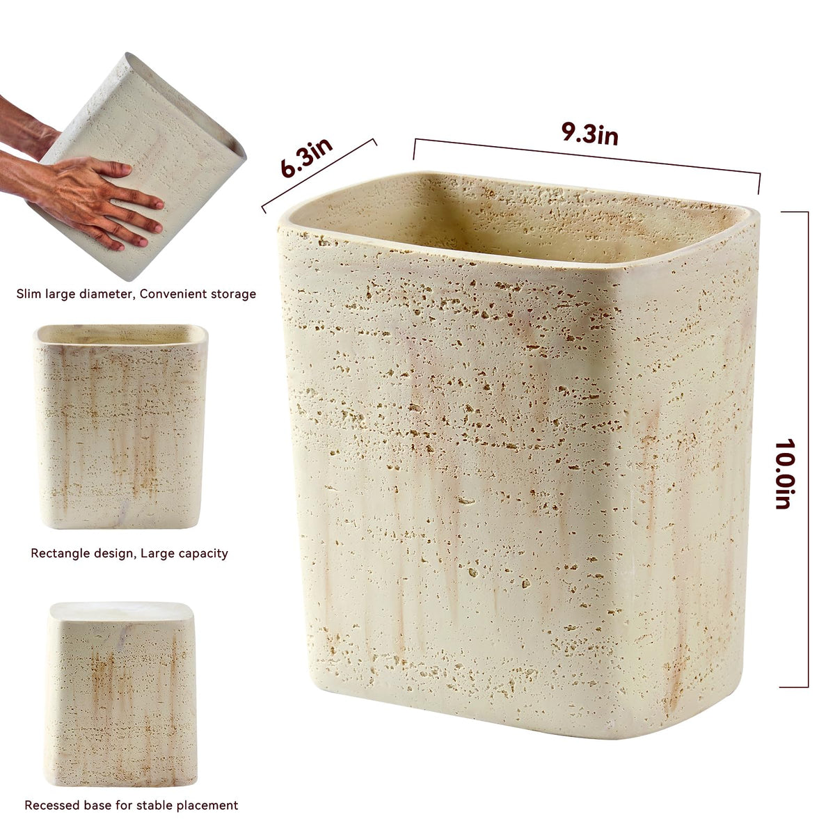 Natural Travertine Textures Bathroom Trash Can 1.8 Gallon