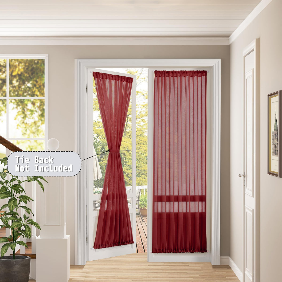 Sheer Door Curtains Closet Linen Textured Curtain Sheers Doorway Light Filtering Voile Patio Glass Door Rod Pocket Curtains French Doors