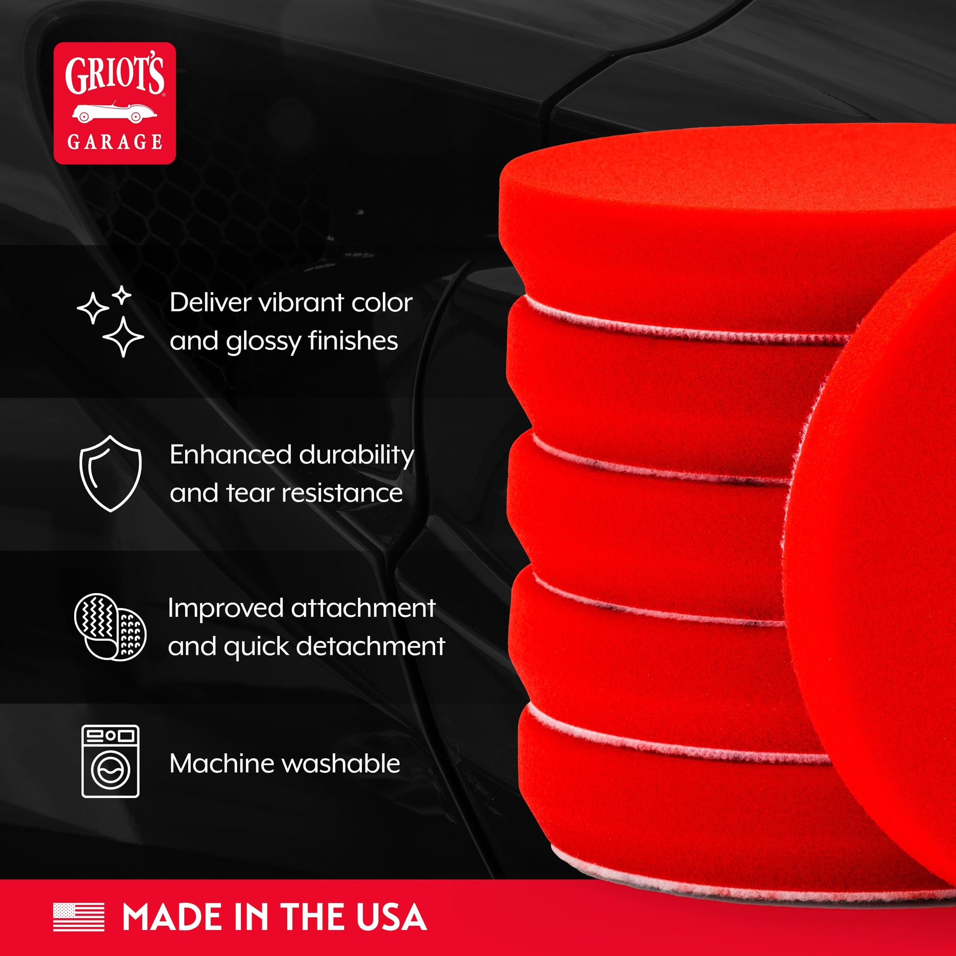 12216 5.5 in Red Foam Waxing Pads (6 Count)