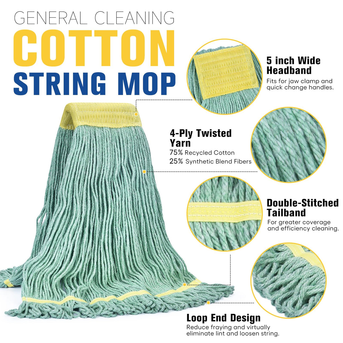 Matthew Cleaning Commercial Mop Head Replacement (12 Count)