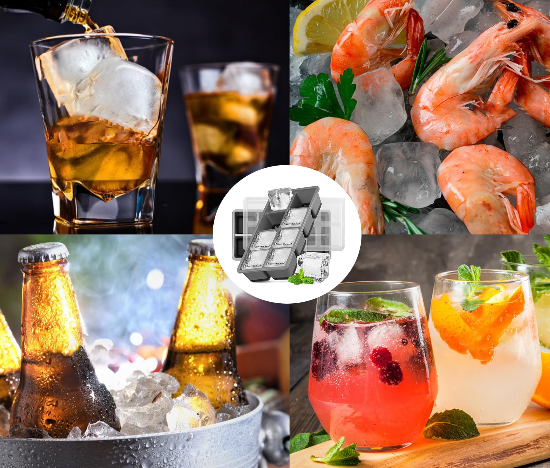 Large Ice Cube Trays with Lid (2 Count)