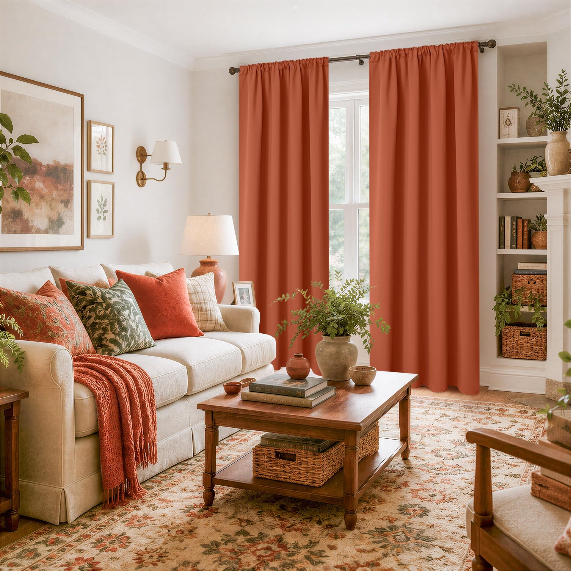 Terracotta Blackout Curtains 84 Inches Long Rod Pocket
