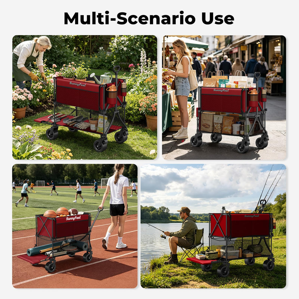 400L Double Decker Wagon Cart with Brakes