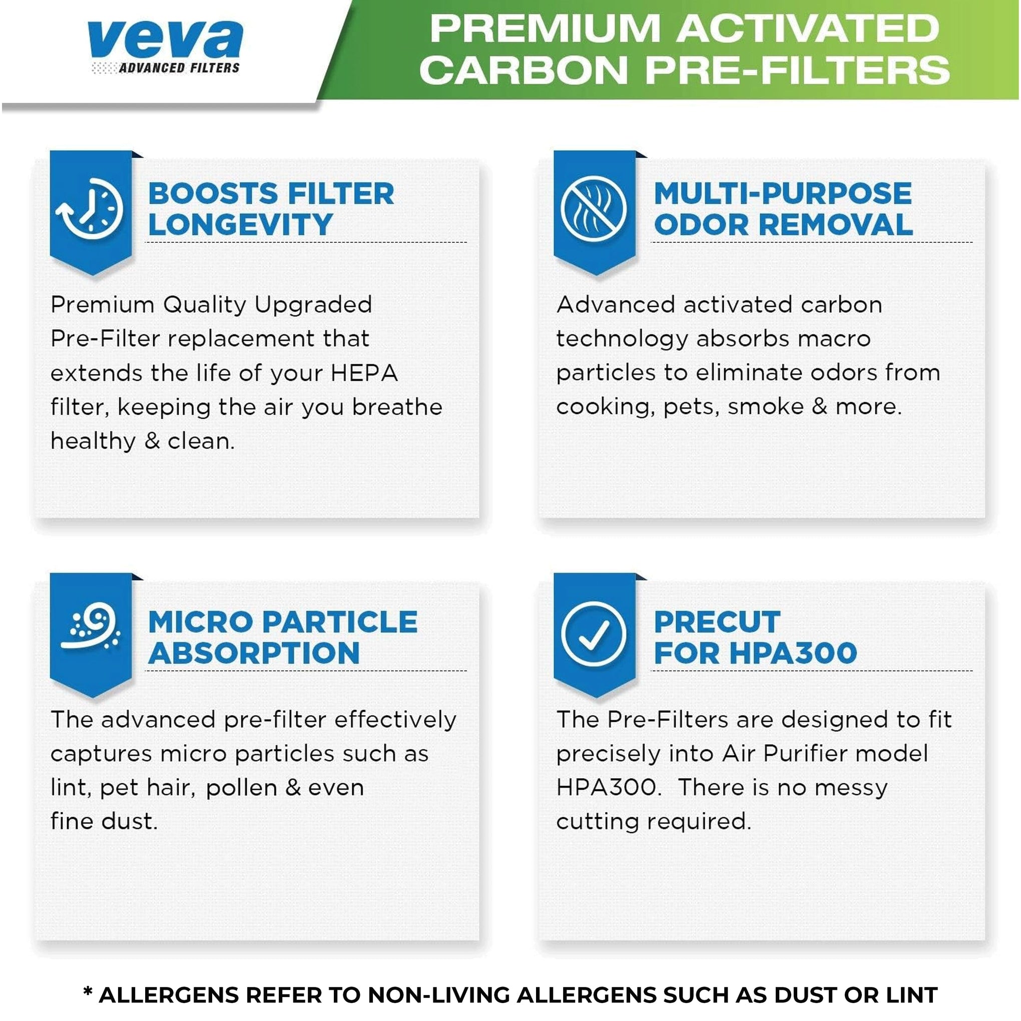 Precut for HPA300 Premium Carbon Activated Pre Filters 4 Pack Compatible with Honeywell Air Purifier. Precision Fit for Easy Installation Advanced Filters (4 Count)