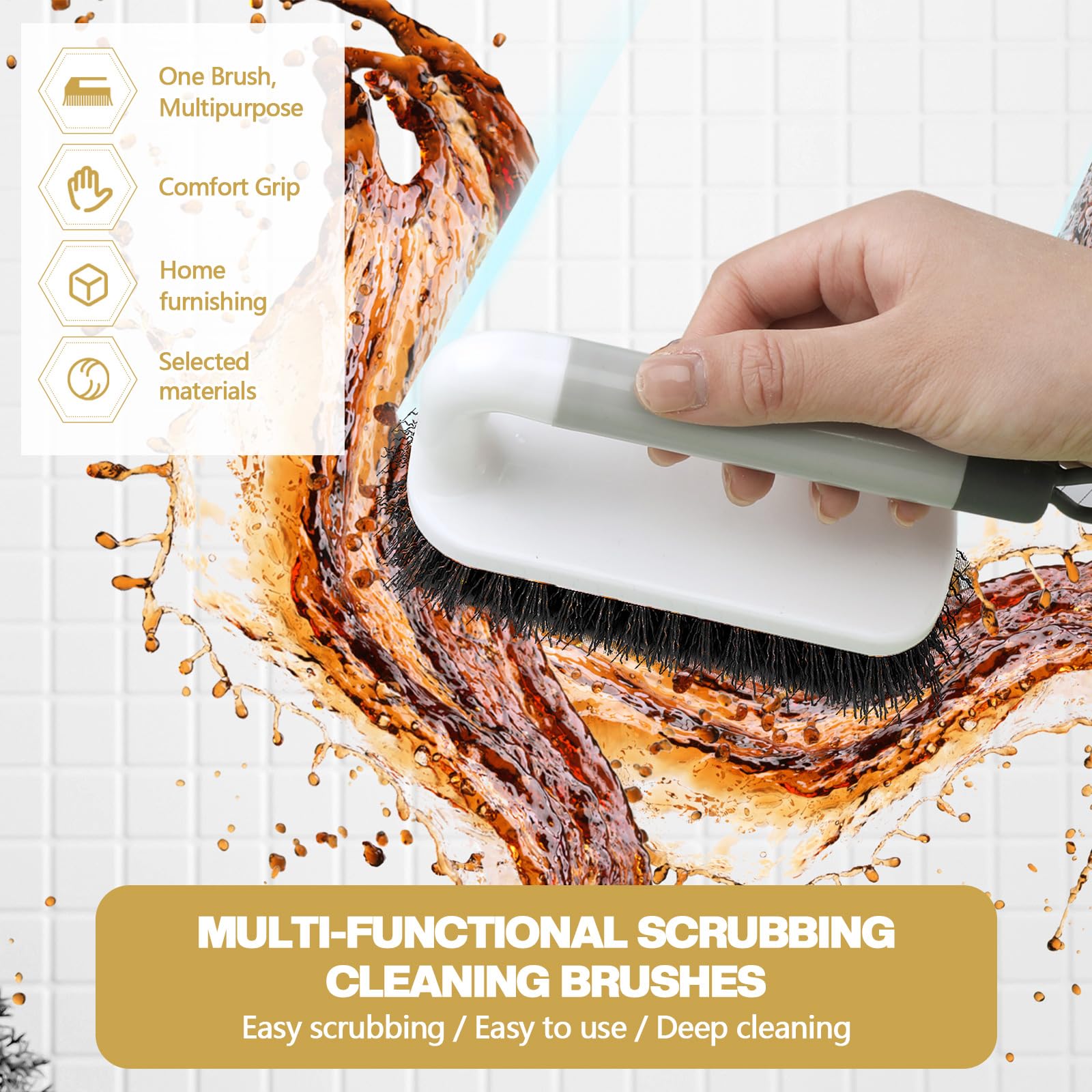 16 Pack Scrub Brush Heavy Duty Cleaning Brushes with Handle Stiff Bristles Scrub Brush Bulk for Shower Bathroom Carpet Kitchen Bathtub Scrubber (16 Count)