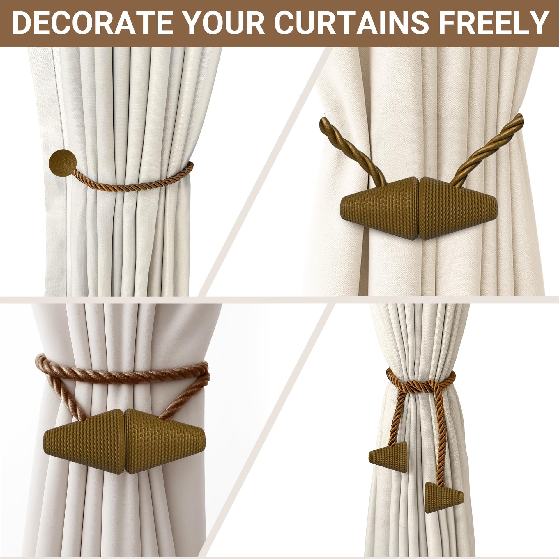 Magnetic Curtain Tiebacks Dark Brown 2pcs (2 Count)