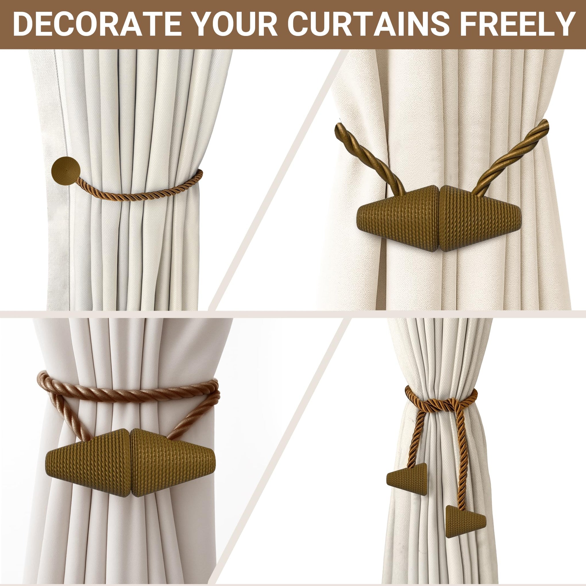 Magnetic Curtain Tiebacks Dark Brown 2pcs (2 Count)