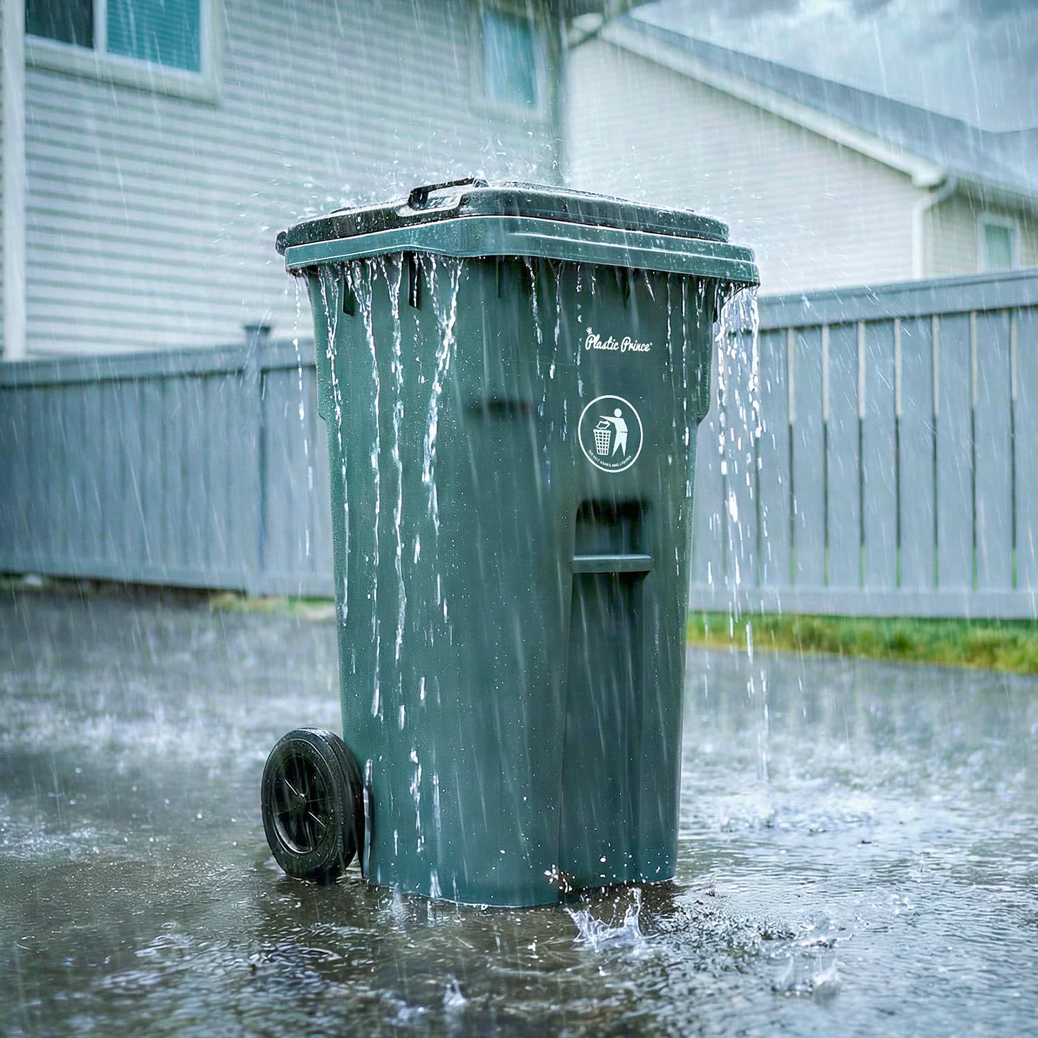 32 Gallon Trash Can with Wheels Outdoor Trash Can with Lid Heavy