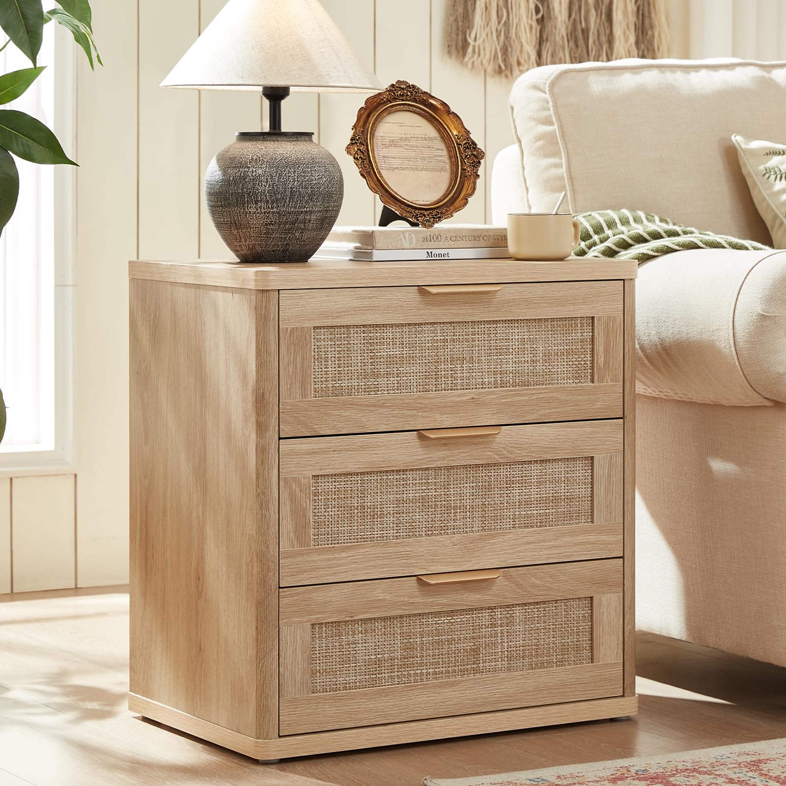 Rattan 23" Nightstands with Drawers for Bedroom
