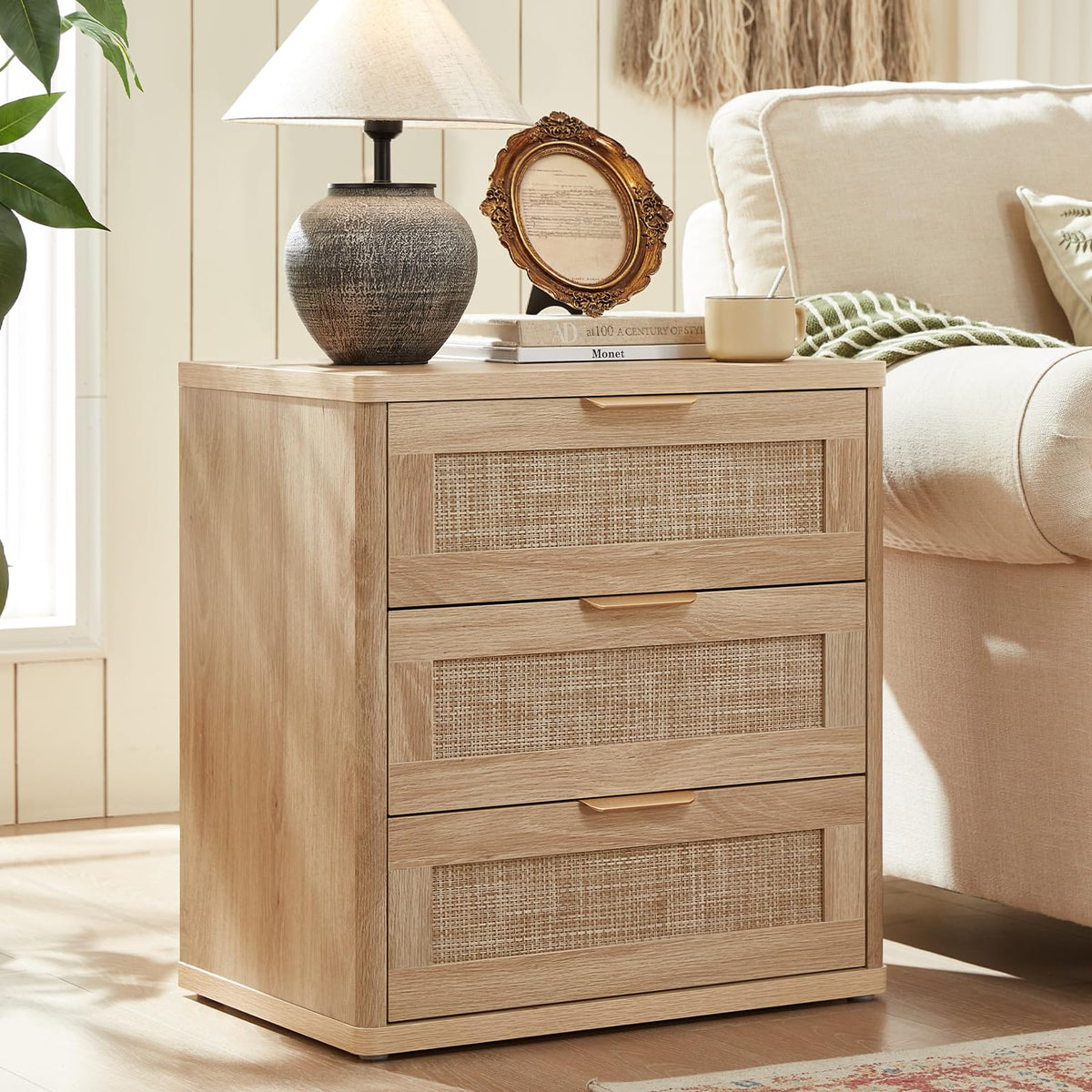 Rattan 23" Nightstands with Drawers for Bedroom