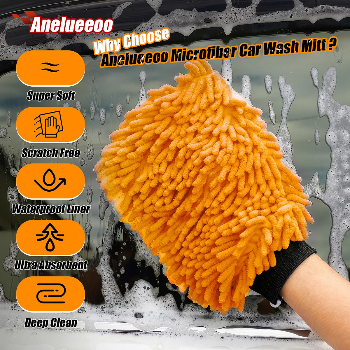 4 Pack Car Wash Mitt Microfiber (4 Count)