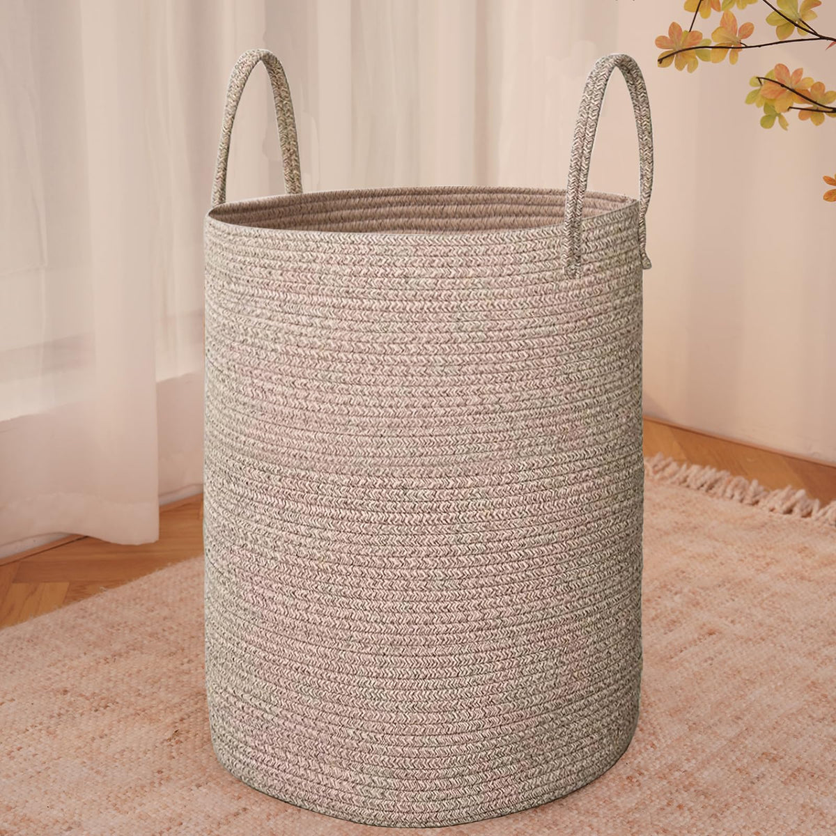 60L Cotton Rope Laundry Basket Hamper