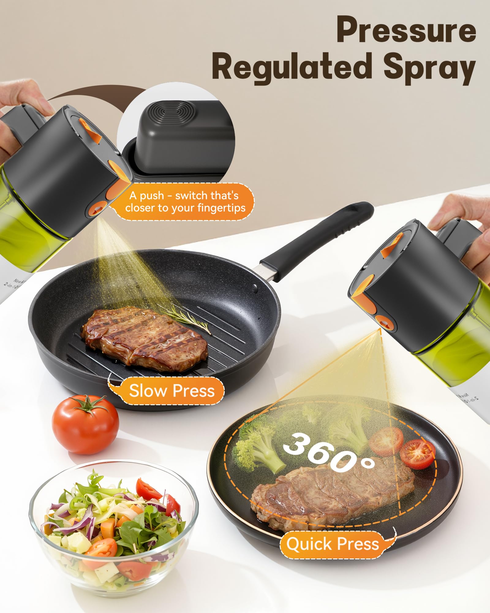 Olive Oil Sprayer & Dispenser Bottle for Cooking 17oz Dark Glass Oil Mister