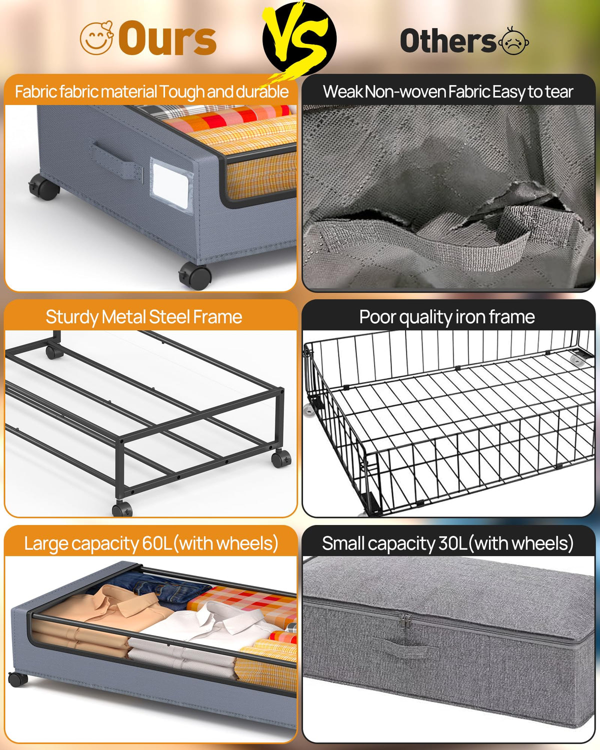 Under Bed Storage with Wheels (4 Count)