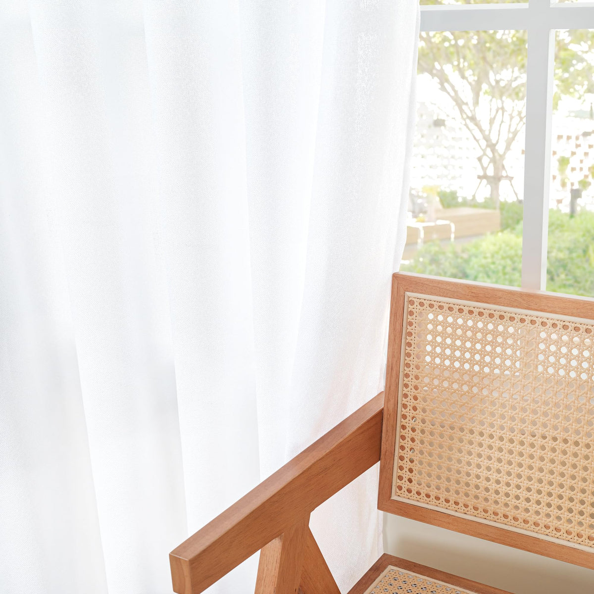 White Linen Curtains 52 X 63 Inch Length 2 Panels for Living Room (2 Count)