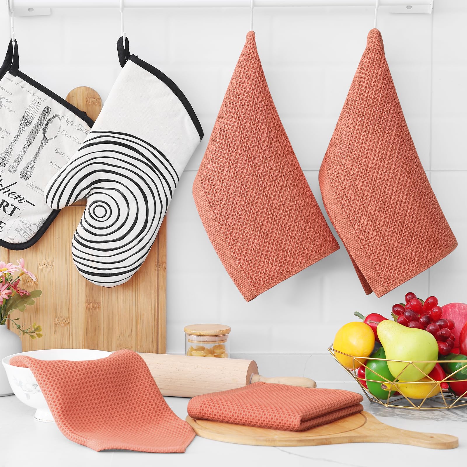100% Cotton Waffle Weave Kitchen Dish Cloths 6 (6 Count)