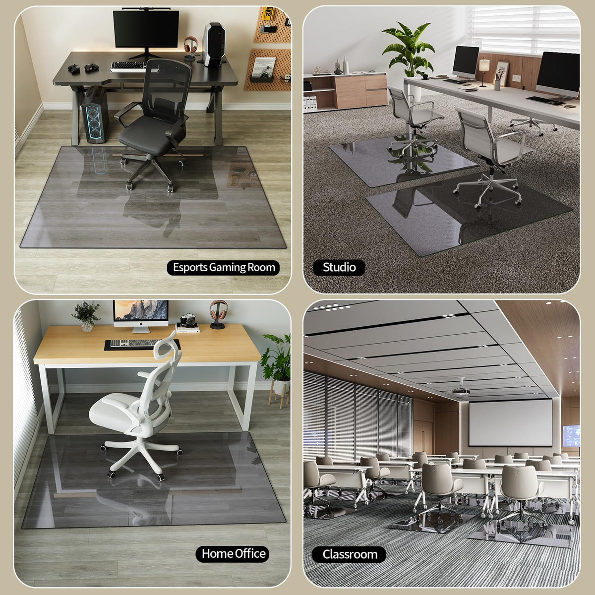 42" x 48" Office Chair Mat for Hardwood Floors & Carpets