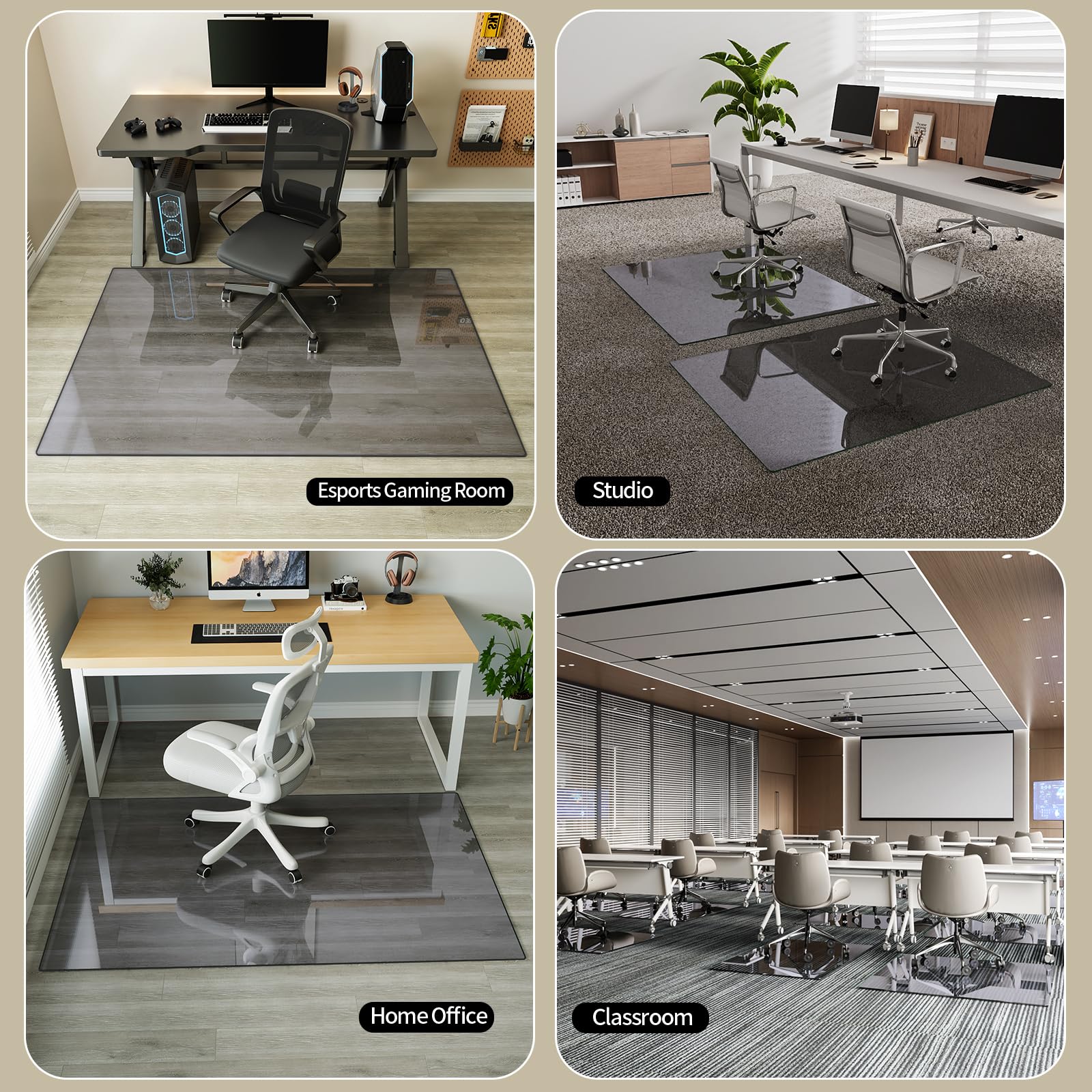 42" x 48" Office Chair Mat for Hardwood Floors & Carpets