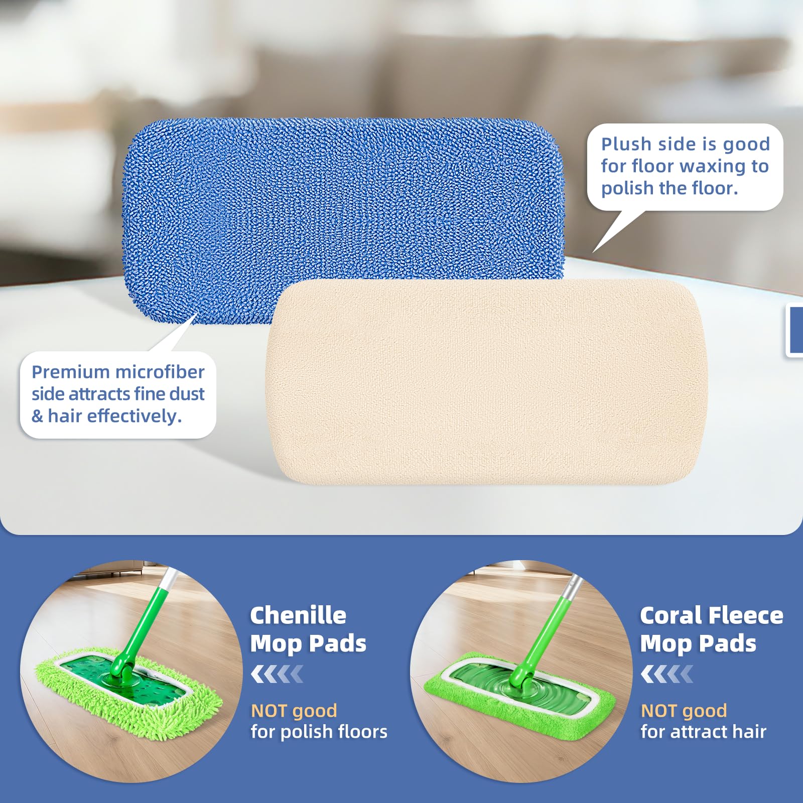 3 Pack Dual Sided Reusable Mop Pads Fit for Swiffer Sweeper (4 Count)