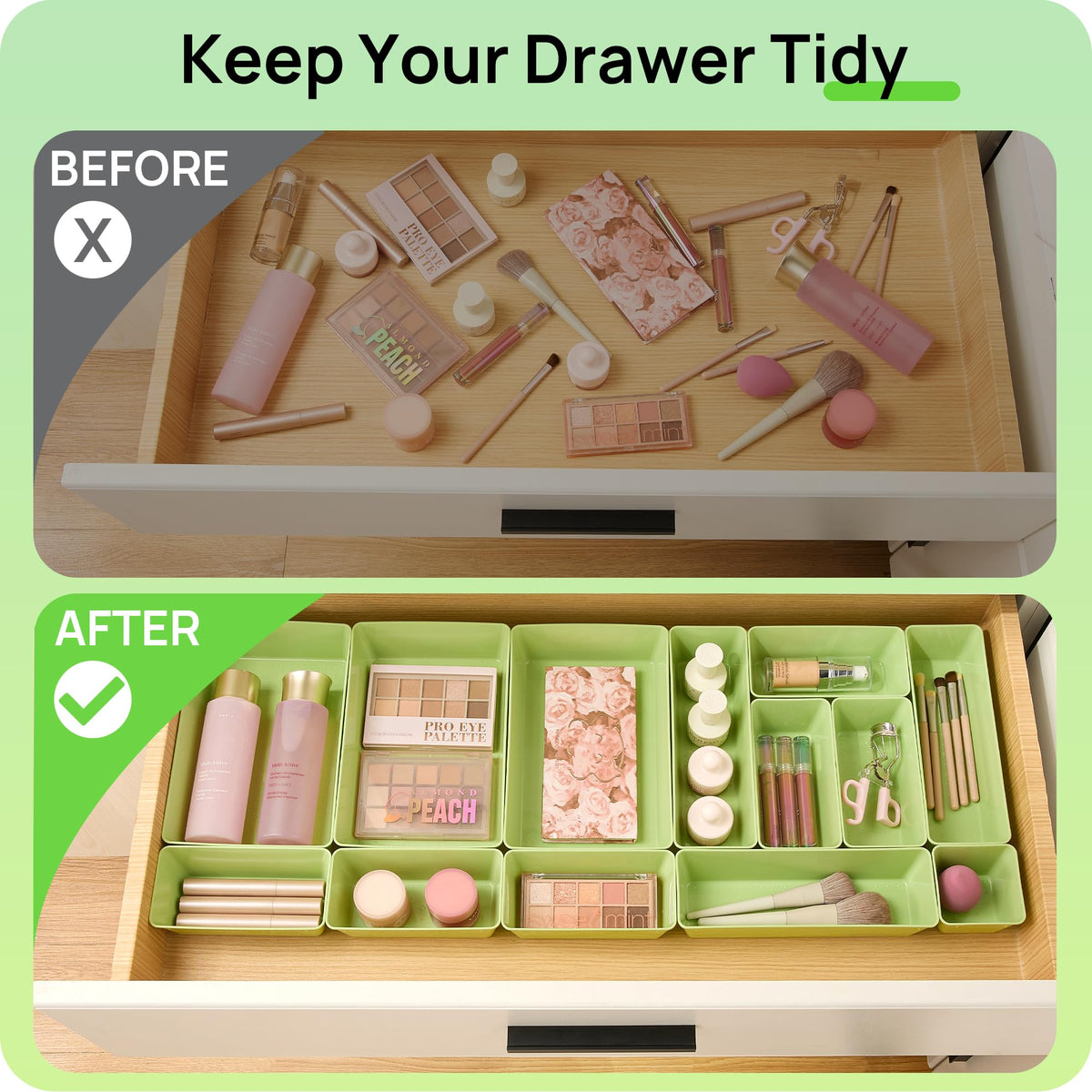 25 Pack Plastic Drawer Organizers with Non (25 Count)