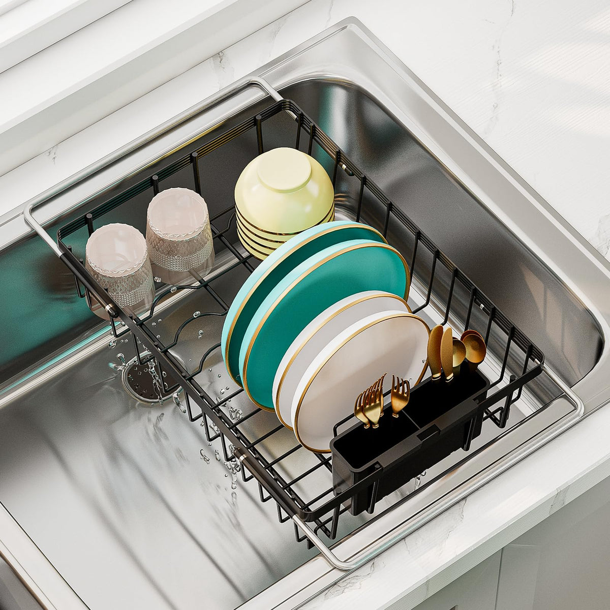 Small Dish Drying Rack in Sink