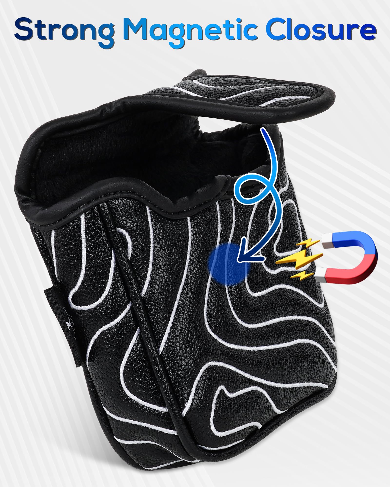 Golf Mallet Putter Cover Pure Black Square Mallet Putter Headcover