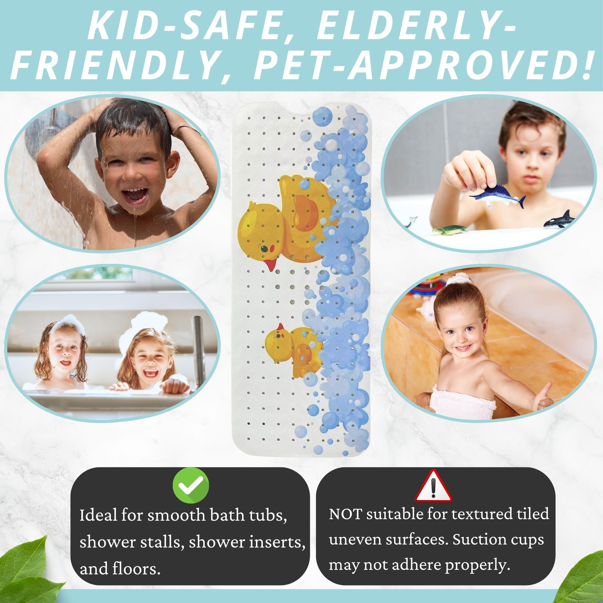 Non Slip Bath & Shower Mat 40x16 Extra Long