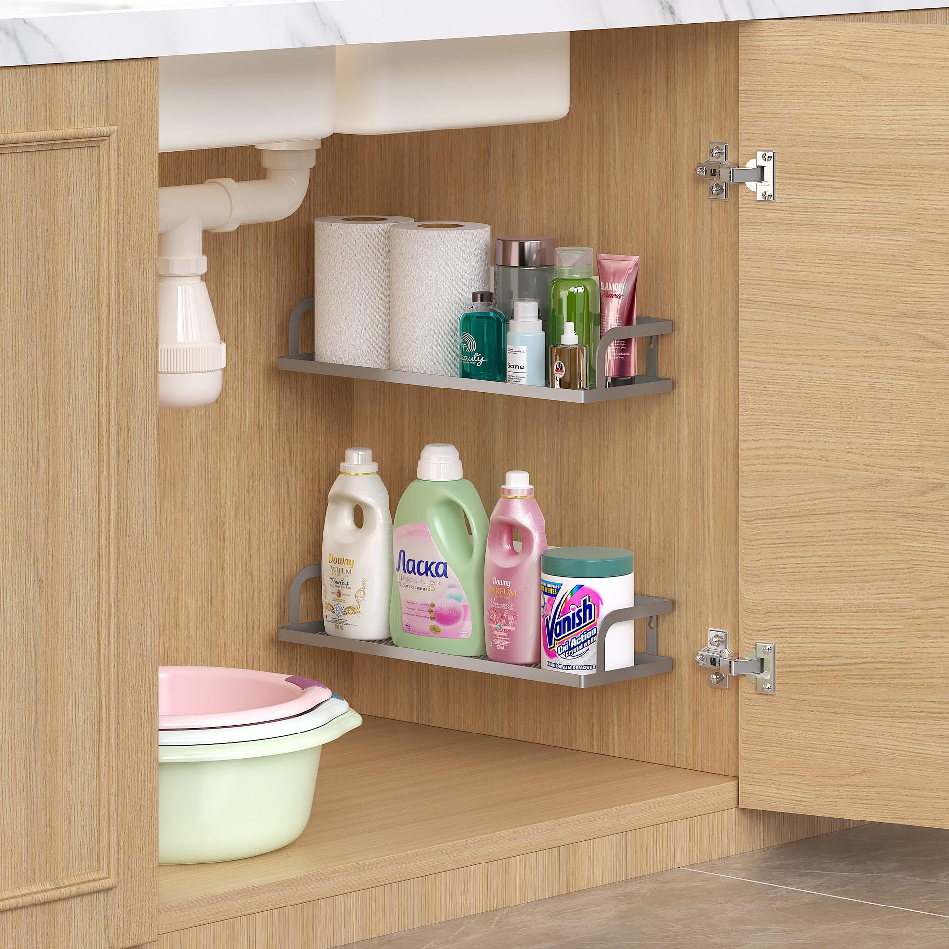 2 Pack 16.5" Extra Long Slim Hollowout Shower Caddy (2 Count)