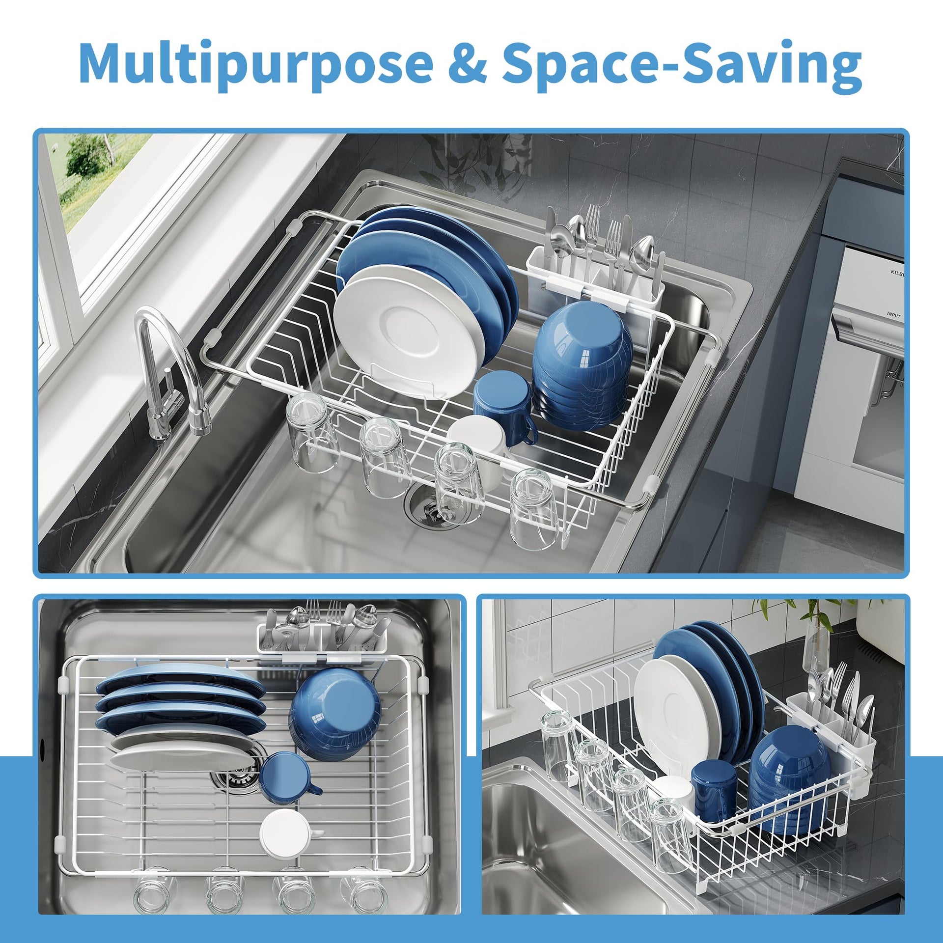 White Dish Drying Rack in Sink
