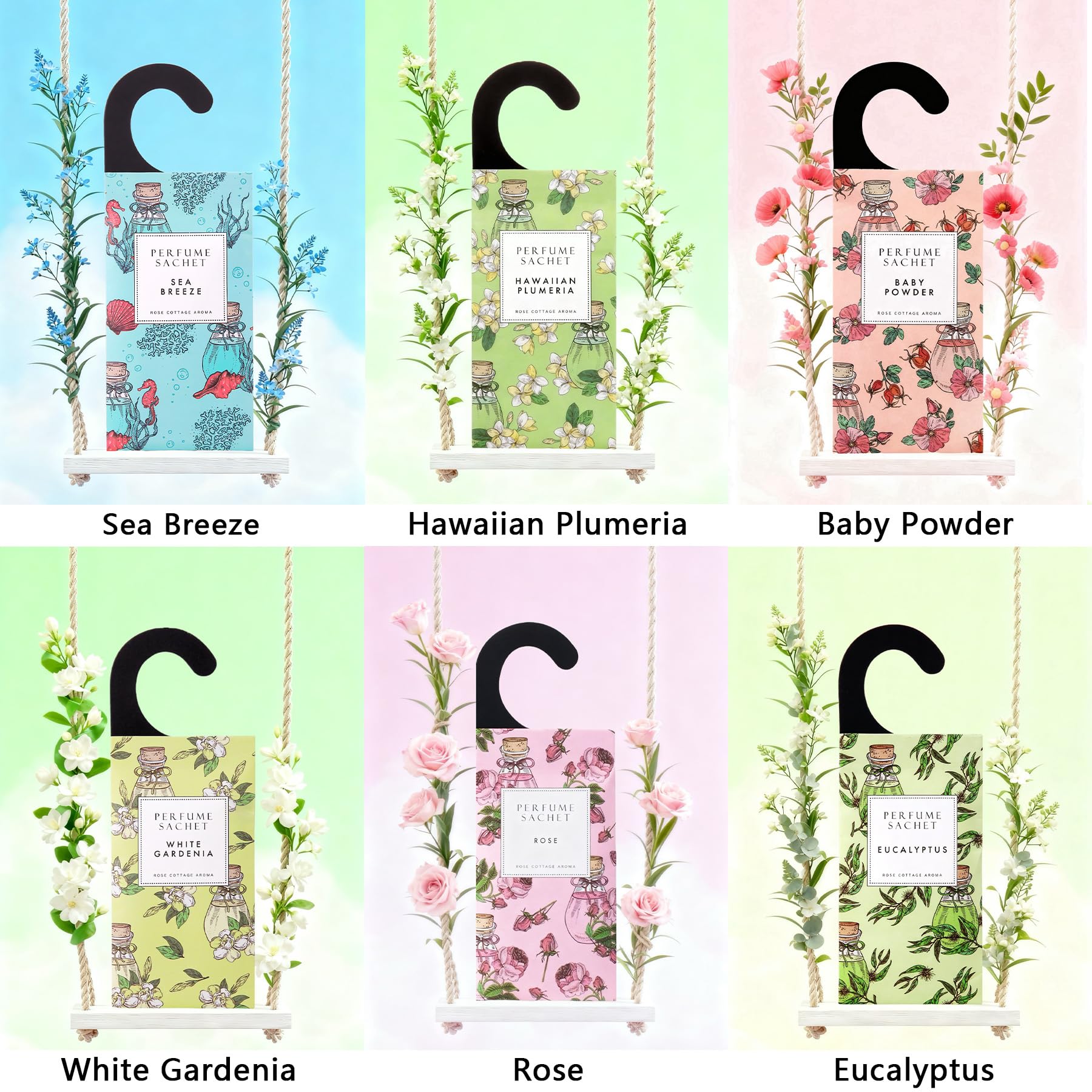Large 12 Packs Closet Deodorizer Freshener Closet Air Freshener Home Scented Sachets Room Freshener Scents Air Freshener Closet Odor Eliminator 4 Scents Floral (12 Count)