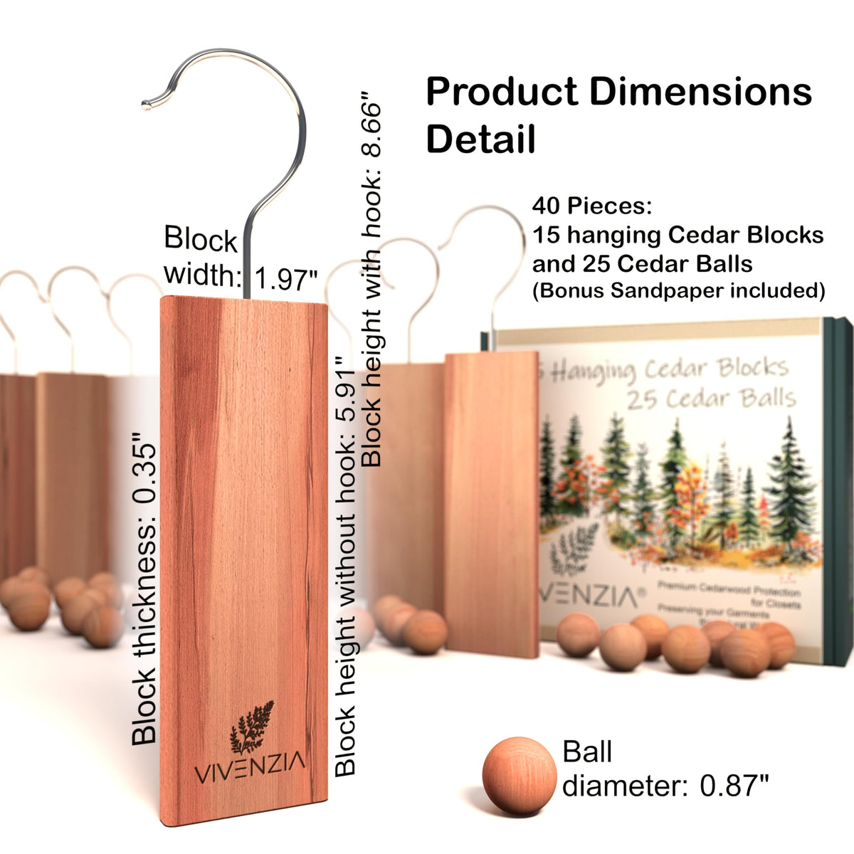 Cedar Blocks for Clothes Storage 40pcs