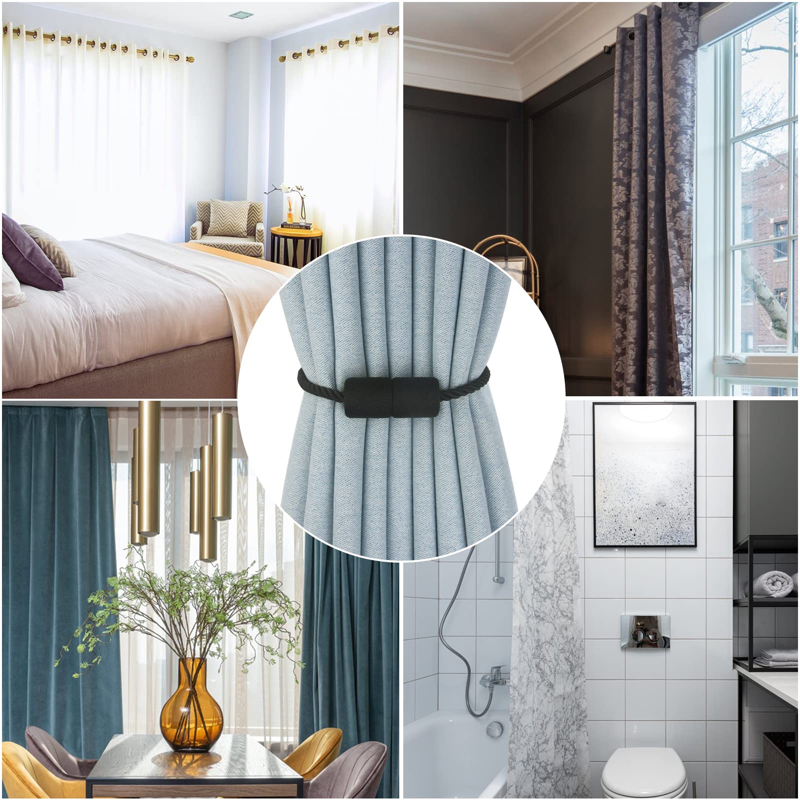 Magnetic Curtain Tiebacks Decorative Holdbacks Rope Tie Back Drapes Hangtty