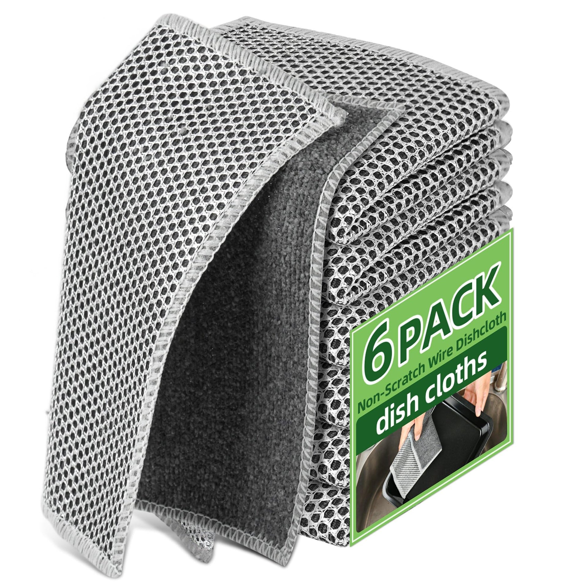 Stainless Steel Scrubber and Cleaning Rags (6 Count)