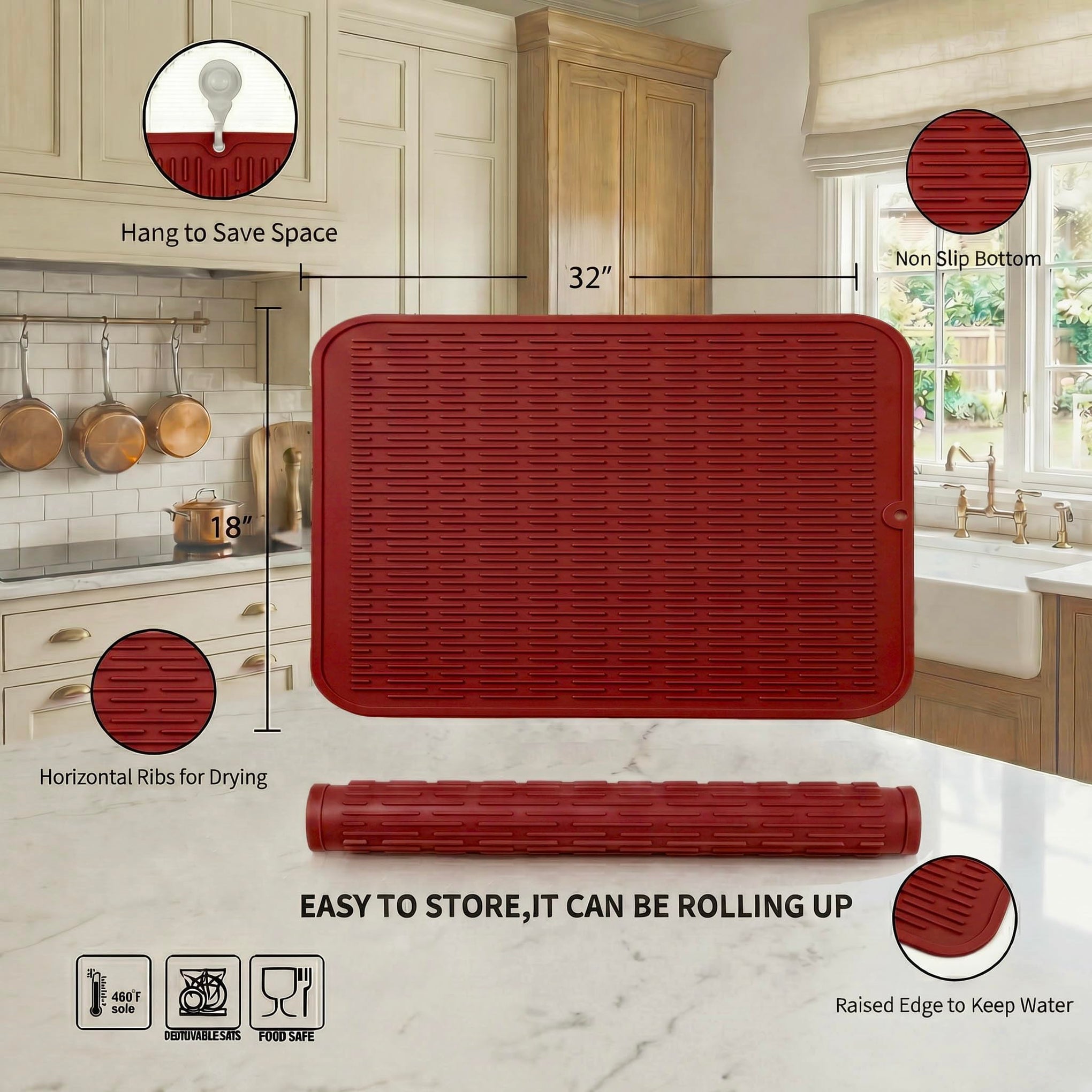 Silicone Dish Drying Mat for Multiple Usage