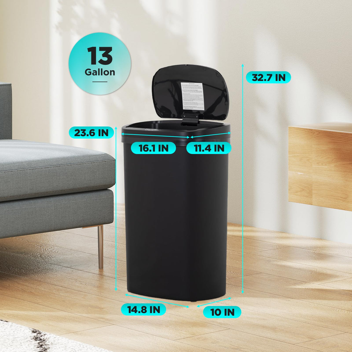 Automatic Motion Sensor Bathroom Trash Can with Lid