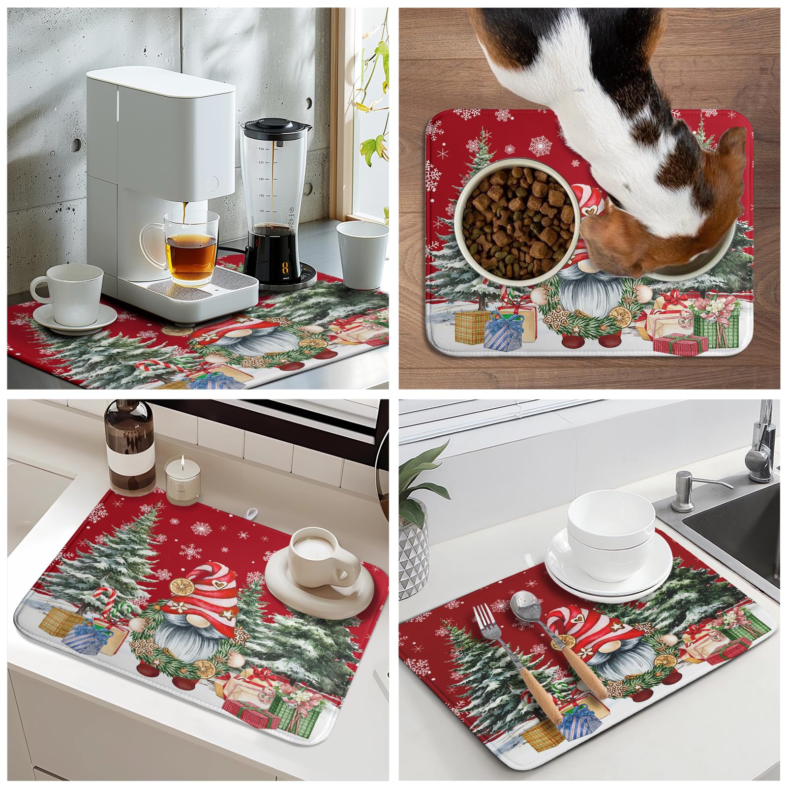 Christmas Dish Drying Mat for Kitchen Counter