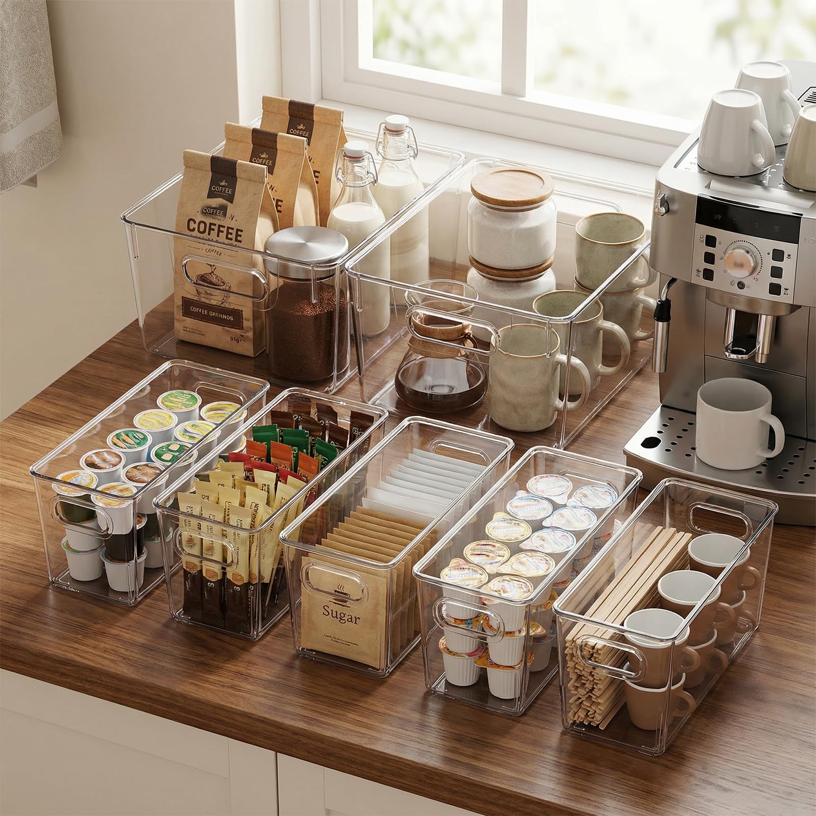 10 Pack Clear Plastic Storage Organizer Bins